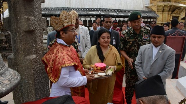 स्वयम्भूका सम्पदा जीर्णोद्धार सम्पन्न : राष्ट्रपतिबाट अवलोकन